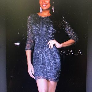 Scala stunning size 6 gunmetal beaded prom dress